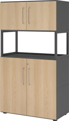 Produktbild von Kombischrank FlexWall 4OH 1offen graphit/eiche 4032062308417
