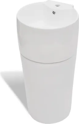 Produktbild von Standwaschbecken mit Hahn/Überlaufloch Keramik weiß rund