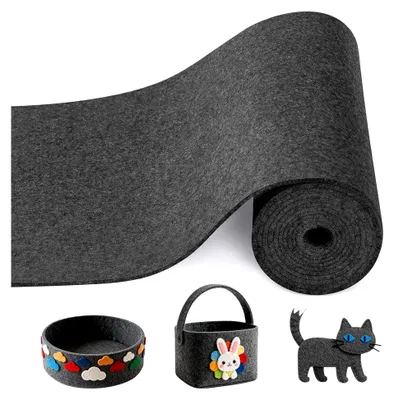 Produktbild von Filzstoff 300cm x 30cm x 3mm Meterware zum Zuschneiden für Näharbeiten und Handarbeiten (Anthrazit)
