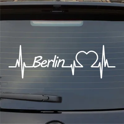 Produktbild von Heckscheibenaufkleber Berlin Herz Puls Stadt Liebe 55x17 cm Weiss Matt Auto Aufkleber Sticker