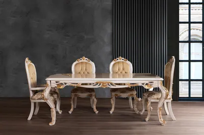 Produktbild von Esstisch Garnitur Gruppe Esszimmer Tisch Stuhl Set 4x Stuhl Holz 5tlg