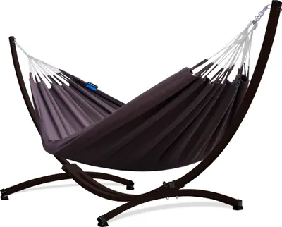 Produktbild von Potenza Outdoor Hängematte mit Gestell für 2 Personen I Medelin - 100% Baumwolle Doppelhängematte 230x160, 200kg I Hängemattengestell 220kg, wetterfest
