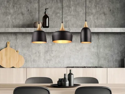 Produktbild von Pendelleuchte CHIRAZ 63cm Schwarz Gold 3 flammig