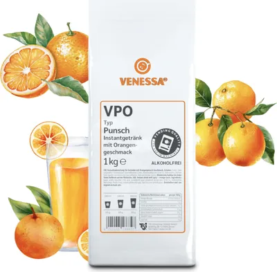 Produktbild von VENESSA Punsch Orange 1kg Probierpack Instant Punchpulver - Instant Getränkepulver - Automaten geeignet -  löslich