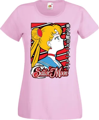 Zdjęcie produktu dla Koszulka Damska Anime Manga Sailor Anime Manga Moon 01, Lady 2XL / Jasnoróżowy