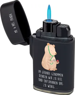 Produktbild von Mr. & Mrs. Panda anzünder Bär Arzt - Schwarz - Geschenk, Professor, Feuerzeug, gas, zigarettenanzünder, sturmfeuerzeug, Ärztin, Teddy, Doktorin, Doktor, Zünder