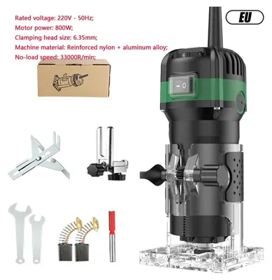 Produktbild von Elektrische Oberfräse - Handfräse - Style E - 800 W - 6 Geschwindigkeiten - 33.000 U/min - Für Holzbearbeitung - DIY