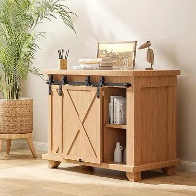 Imagen del producto de Kit completo para puerta corredera mini, sistema de corredera de 137,2 cm, con riel y rodillos. Sistema de puerta corredera para puertas dobles (tipo bypass), ideal para madera (no apto para puertas de armario)