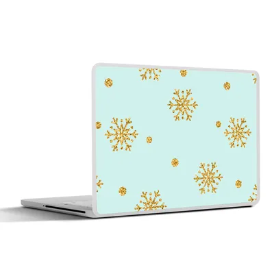 Produktbild von MuchoWow® Laptop Aufkleber Sticker Cover Weihnachten - Muster - Schnee - Gold 25x18 cm - Laptop-Deko