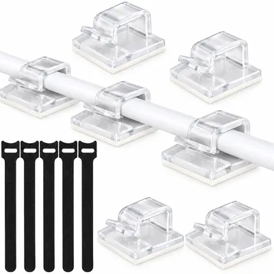 Productafbeelding van Kabelclips kabelbinders - Kabelhouder - 60 stuks - Zwart - Met 5 kabelbinders