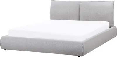 Produktbild von BELIANI Polsterbett Hellgrau aus Stoff 160 x 200 cm Gepolstertes Hohes Kopfteil Modern Bequem für Schlafzimmer