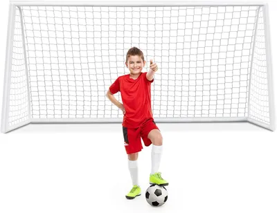 Produktbild von GOPLUS Fußballtor, 365x120x182cm Fussballtore Outdoor mit PVC-Rahmen & abriebfestem PE-Netz, wetterfestes Fußballtor, Outdoor Torwand, Soccertor
