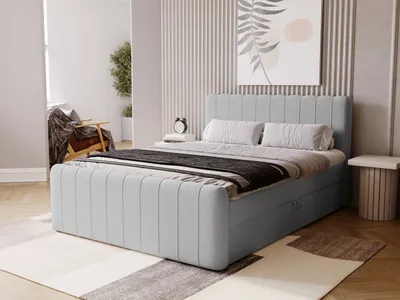 Produktbild von GrainGold Boxspringbett Osteno 140x200 - Bett mit Matratze und Topper - Boxspringbett mit Bettkasten und Matratze - Boxspringbett - Grau (Komodo 20)