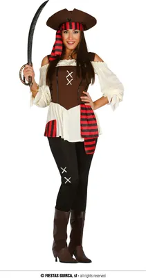 Produktbild von Pirat Karneval Seefahrer Abenteuerkostüm Karneval Fasching Retro Cool Freiheit Schatzsuche, Größe: 42 - 44 (L) Farbe: Braun