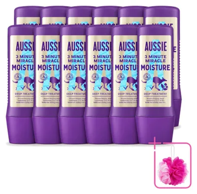 Image de 12 masques capillaires Aussie "3 Minute Miracle Moisture" - 225 ml - Lot de 12