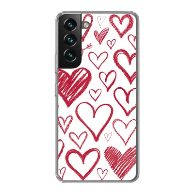 Produktbild von MuchoWow® Handyhülle Schutzhülle Hülle für Samsung Galaxy S22 Eine Illustration mit mehreren Herzen auf weißem Hintergrund Silikon Softcase Handy Hülle - Mobiltelefonhülle
