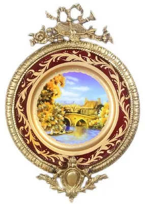 Produktbild von Casa Padrino Barock Keramik Wandbild mit verziertem Rahmen Mehrfarbig / Bordeauxrot / Gold 28 cm - Barock Wanddeko
