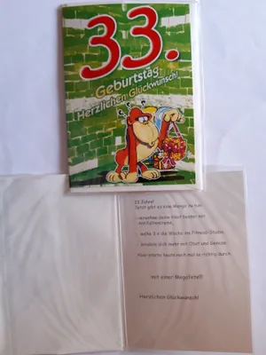 Produktbild von 1 Glückwunschkarte, 33. Geburtstag, Doppelkarte m. Umschlag, Affe Geschenke