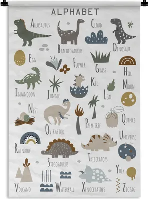 Produktbild von MuchoWow® Wandteppich Wandbehang Dinosaurier - Kinderzimmer - Tyrannosaurus - Jungen - Mädchen - Kinder 60x90 cm Tapisserie Dekoration Wandtuch - Foto-Teppich - Abwaschbar