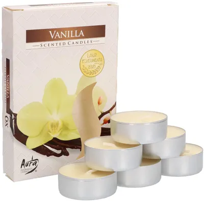 Teelichter mit Vanilleduft, 6 Stück, Brenndauer 4 Std.