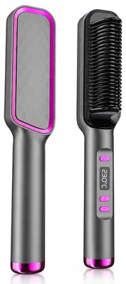 Produktbild von Haarglätter Bürste mit Heizung, 45W Schnellaufheizung, Temperaturregelung 80–230°C, Anti-Hitze-Kamm, für glatte & lockige Styles