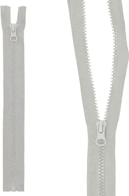 Produktbild von mumbi Reißverschluss teilbar 5mm 25cm Grau Kunststoff Reißverschlüsse mit Zipper grobe Zähne