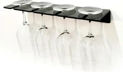 Produktbild von 2Pcs Wand montiert Acryl Weinglashalter platzsparend Stemware hängende Rack unter Schrank Weinglasregal für 8 Stielgläser schwarz