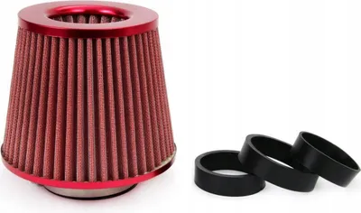 Zdjęcie produktu dla Filtr powietrza stożkowy uniwersalny czerwony + 3 adaptery AMIO-01042