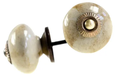 1 Möbelknopf, Möbelgriff, Möbelknopf, Knauf Keramik 40 mm, sandstone 3434