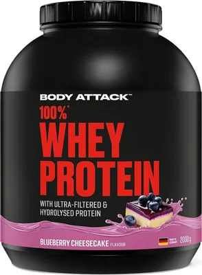 Produktbild von Body Attack 100% Whey- 2 kg Blueberry Cheesecake