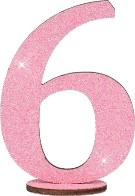 Produktbild von Oblique Unique Zahl 6 Aufsteller aus Holz mit Glitzer Dekoration für Geburtstag Jubiläum Deko Tischdeko - rosa