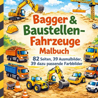 Produktbild von Bagger & Baustellen-Fahrzeug Malbuch