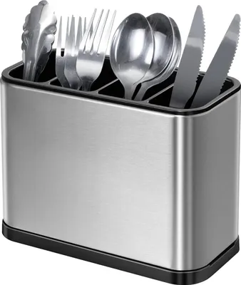 Produktbild von Küchenbesteckhalter mit 4 Fächern und Antirutsch – Langlebiges Edelstahl