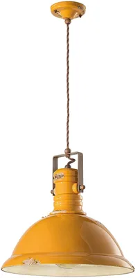 Image de Ferroluce Industrial Lampe à suspendre 40cm jaune ronde