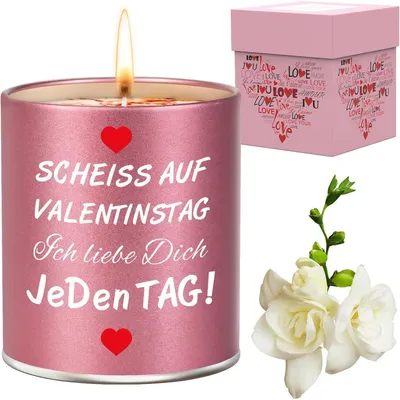 Produktbild von Duftkerze Lavendel mit Spruch "Ich Liebe Dich Jeden Tag" Geschenk für Frauen