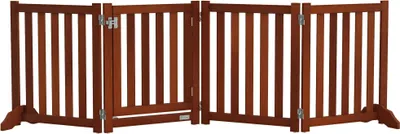 Image de Barrière pour chiens - Barrière de sécurité - Pliable en 4 parties - Avec repose-pieds - Pour escaliers et portes - Intérieur - 205×30×60 cm - Kaki foncé
