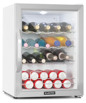 Produktbild von Klarstein Mini Kühlschrank mit Glastür, Mini-Kühlschrank für Zimmer, Getränkekühlschrank Klein mit Verstellbaren Ablagen, Kleiner Kühlschrank mit Wellenform-Racks, 60 Liter Kühlschrank Leise