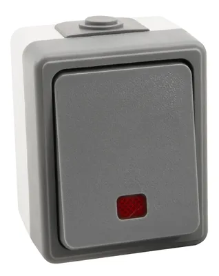 Obrázek produktu pro Vlhkotěsný ovládací spínač McPower ''Secure'', 250V/10A, IP44, povrchová montáž, šedý