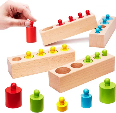 Produktbild von KIK KX6290 Montessori Drevené valcové závažia farebné
