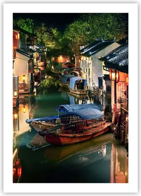 Produktbild von Poster - Poster ohne Rahmen - Chinesisch Stadt Nacht - 50x70 cm - Wand Bild - Wanddeko - Wandbilder - Kunstposter - Wandposter - Bilder - Kunstdruck - Wanddekoration - Wandbild - P2XPA50x70-4657