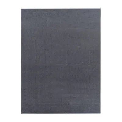 A plain gray rug is shown against a white background.