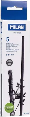 Zdjęcie produktu dla Pudełko 5 patyczków z naturalnego węgla drzewnego ø 3-5 mm milan 7800