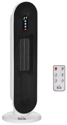 Productafbeelding van Ventilatorkachel met 24-uurs timer, 2000W, 2 oscillatiestanden, metaal, wit + zwart