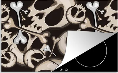 Produktbild von KitchenYeah© Herdabdeckplatte Totenkopf - Halloween - Muster , 80x52cm, Küche Deko, Glaskeramikkochfeld Herdabdeckung, Abdeckplatte fùr Kochfeld
