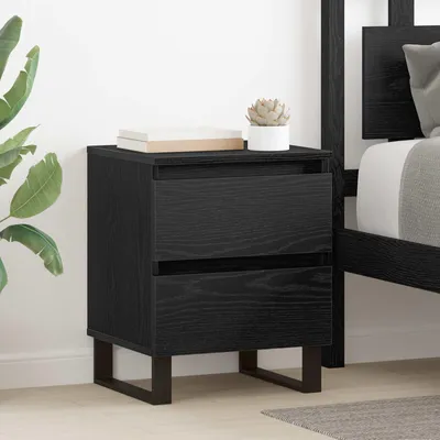 Image de vidaXL Table de nuit 2 pcs noir imitation chêne 40 x 35 x 50 cm