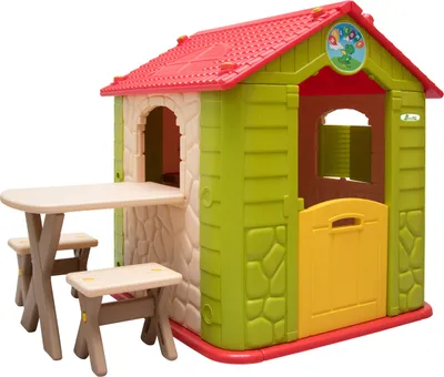 Produktbild von Kinder Spielhaus ab 1 - Garten Kinderhaus mit Tisch - Indoor Kinderspielhaus