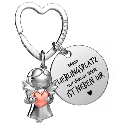 Produktbild von FABACH Schutzengel Schlüsselanhänger mit Herz und Gravur - Engel Glücksbringer mit Botschaft - Ich liebe dich Geschenk für Partner oder Freundin