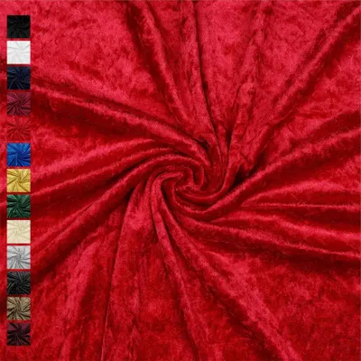 Produktbild von Pannesamt Meterware 140 cm breit – Stoff für Bekleidung, Kostüm & Deko, Uni Glänzend, 0,5 m Schritte, 13 Farben, Karneval & Weihnachten 009 Rot