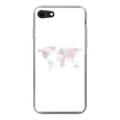 Produktbild von MuchoWow® Handyhülle Schutzhülle Hülle für iPhone 8 Weltkarte - Marmor - Rosa Silikon Softcase Handy Hülle - Schutzhaube