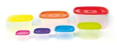 Vorratsdosen-Set, 14-teilig, 7 Größen, Kunststoff, weiß, stapelbar